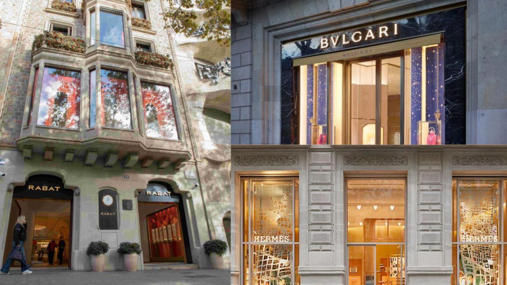 Tiendas de lujo en el Paseo de Gracia de Barcelona