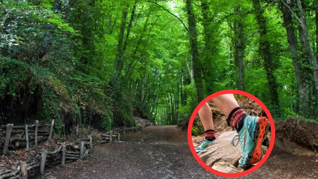 Montaje del Parc Natural de la Zona Volcànica de la Garrotxa con unas zapatillas de trail