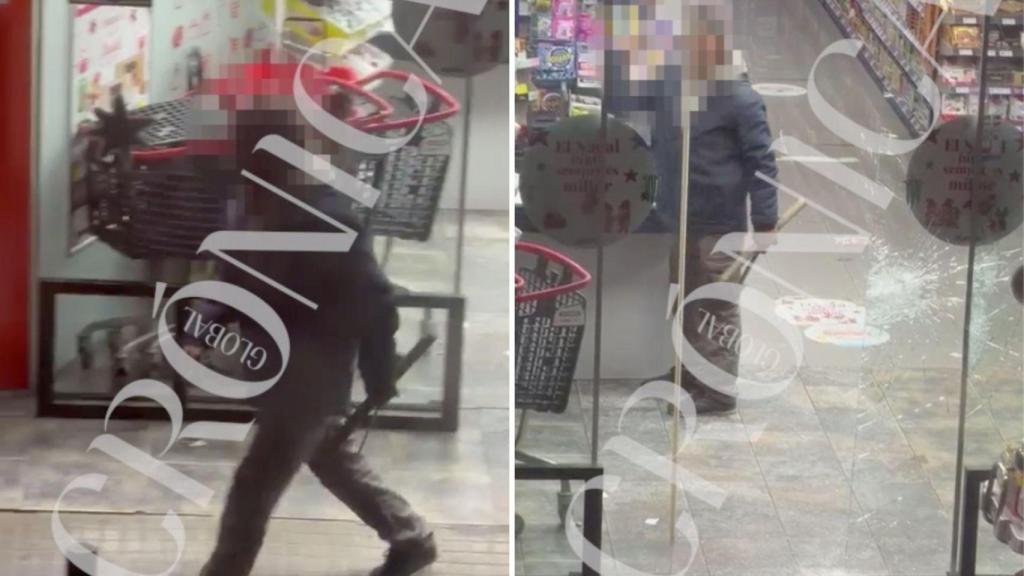 'Frames' del hombre amenazando a los trabajadores con una hoz