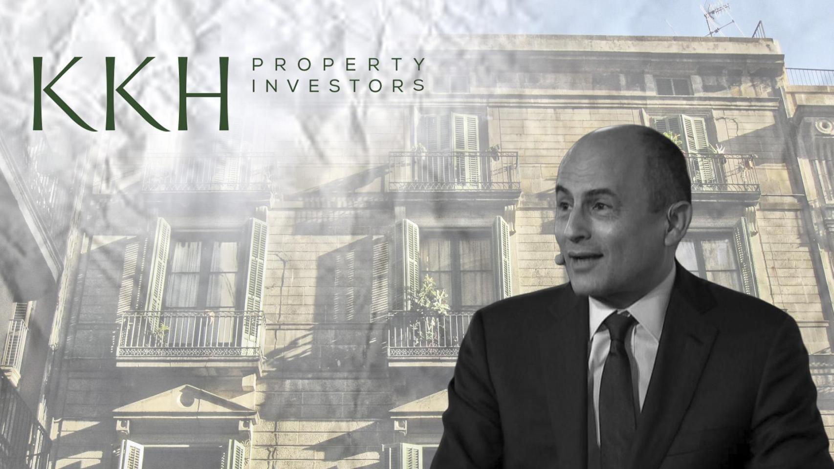 Josep Maria Farré y el logo de KKH con el Palau Castanyer de fondo