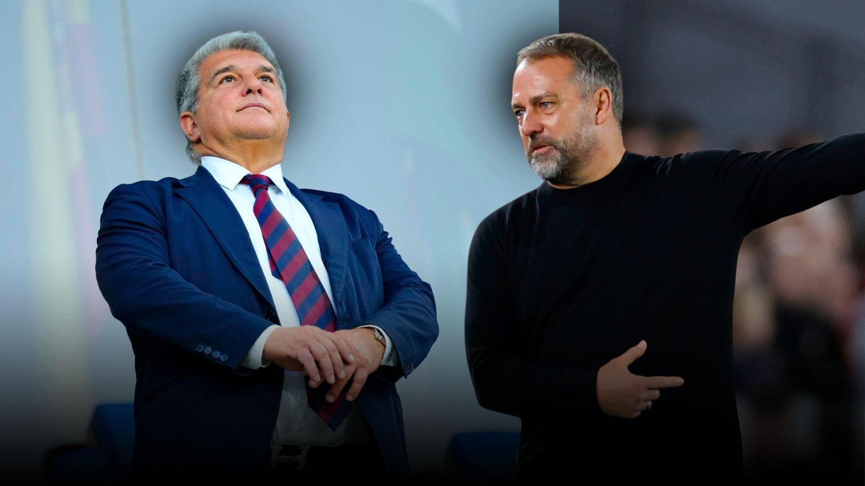 Joan Laporta y Hansi Flick en un montaje