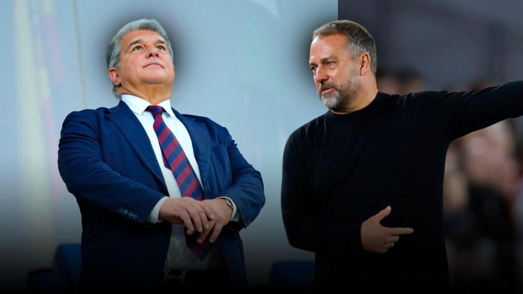 Joan Laporta y Hansi Flick en un montaje