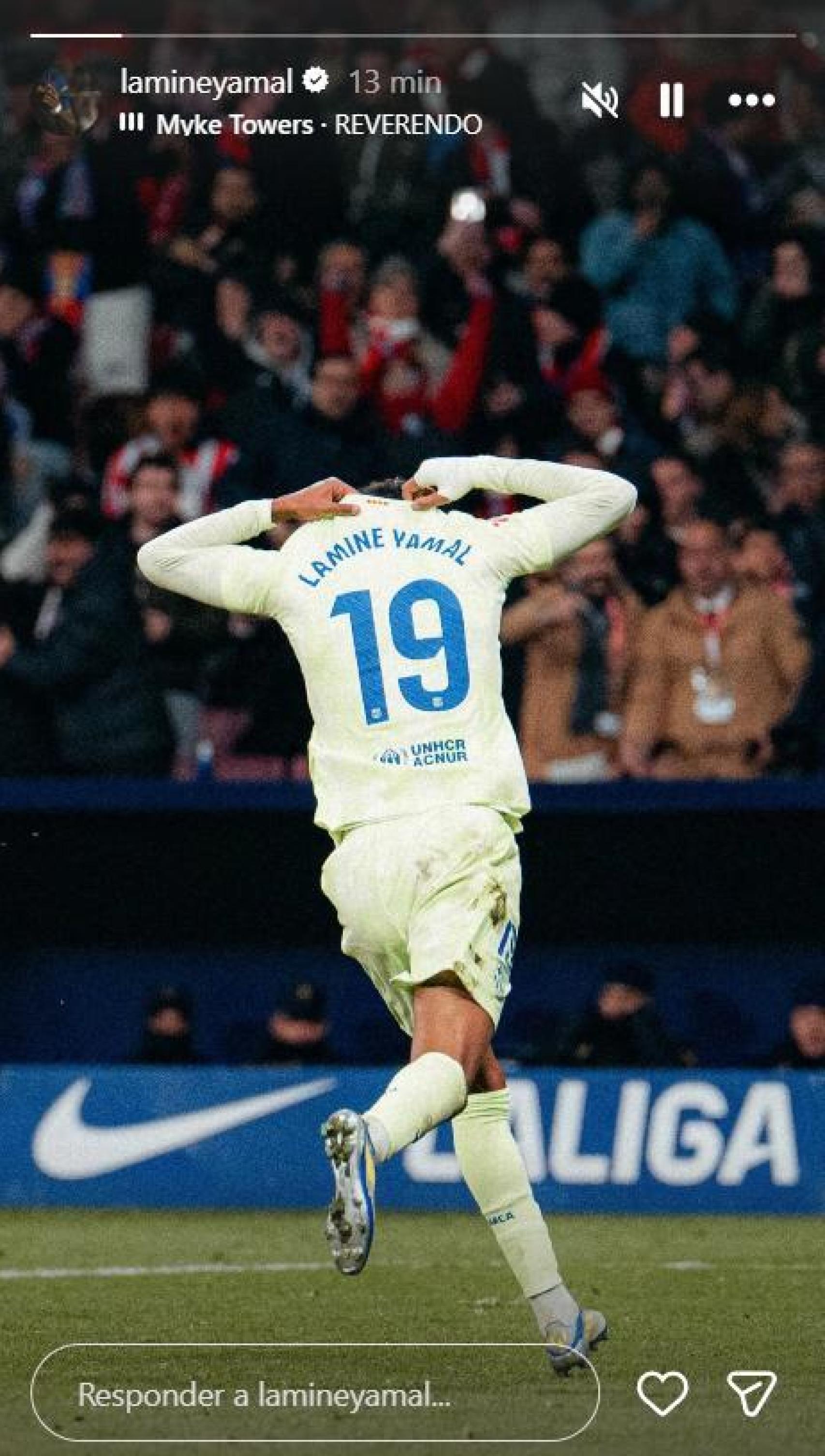 'Story' de Lamine Yamal antes del Barça-Atlético de Madrid