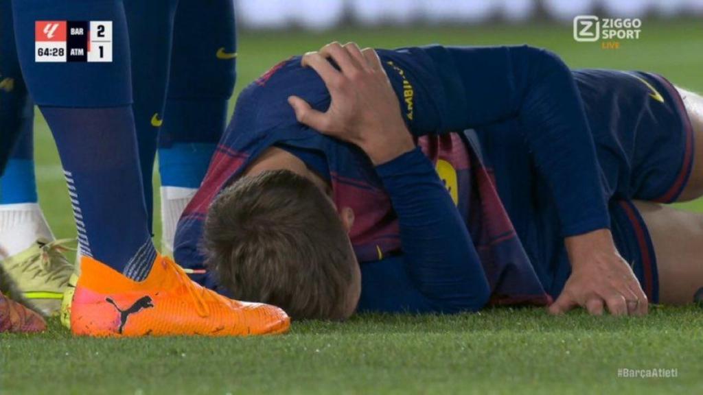 Dani Olmo, amb molt de dolor després de marcar a l'Atlètic de Madrid