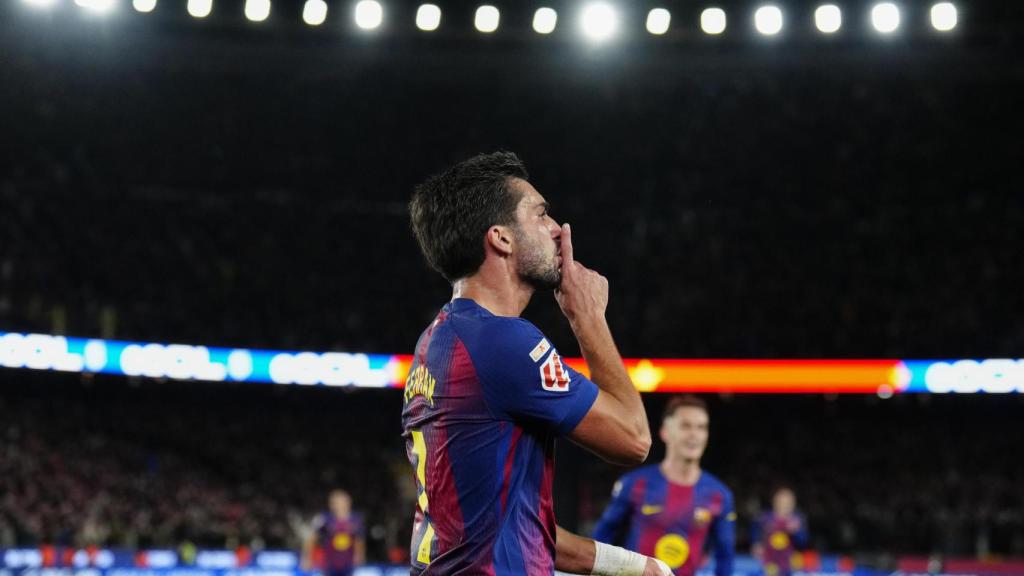 Ferran Torres celebra el seu gol al Barça-Atlètic de Madrid