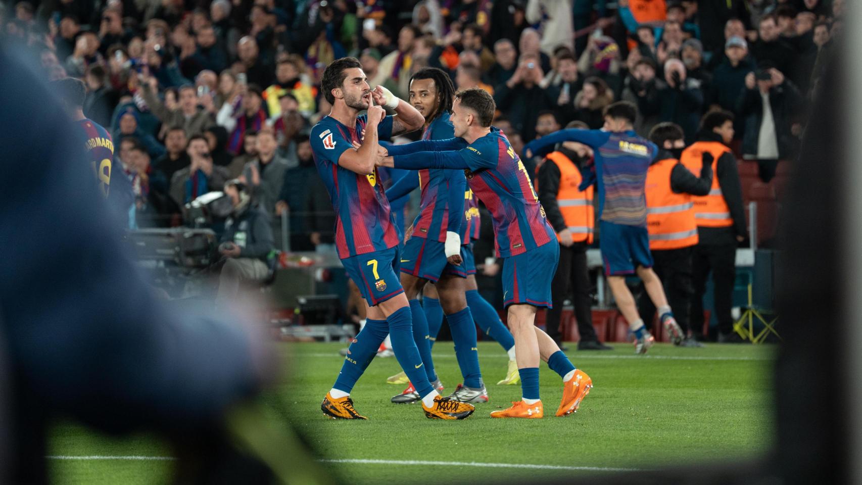 Celebración del tercer gol del Barça contra el Atlético