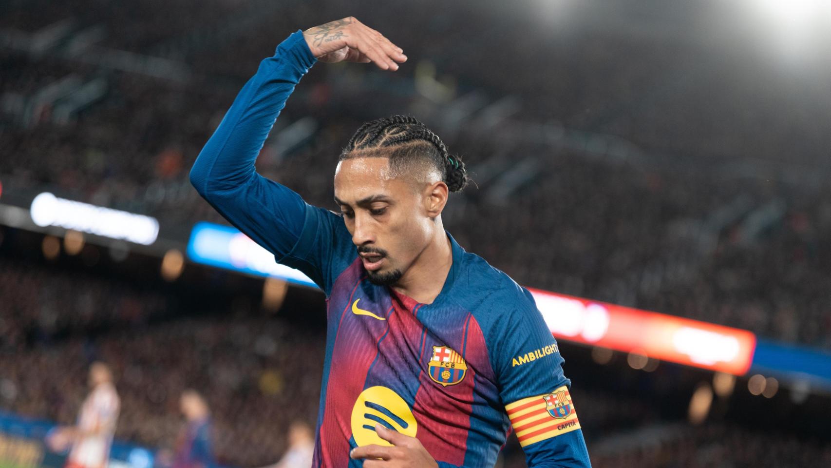 Raphinha celebra su gol ante el Atlético de Madrid