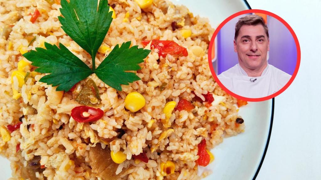 Jordi Roca y plato de arroz