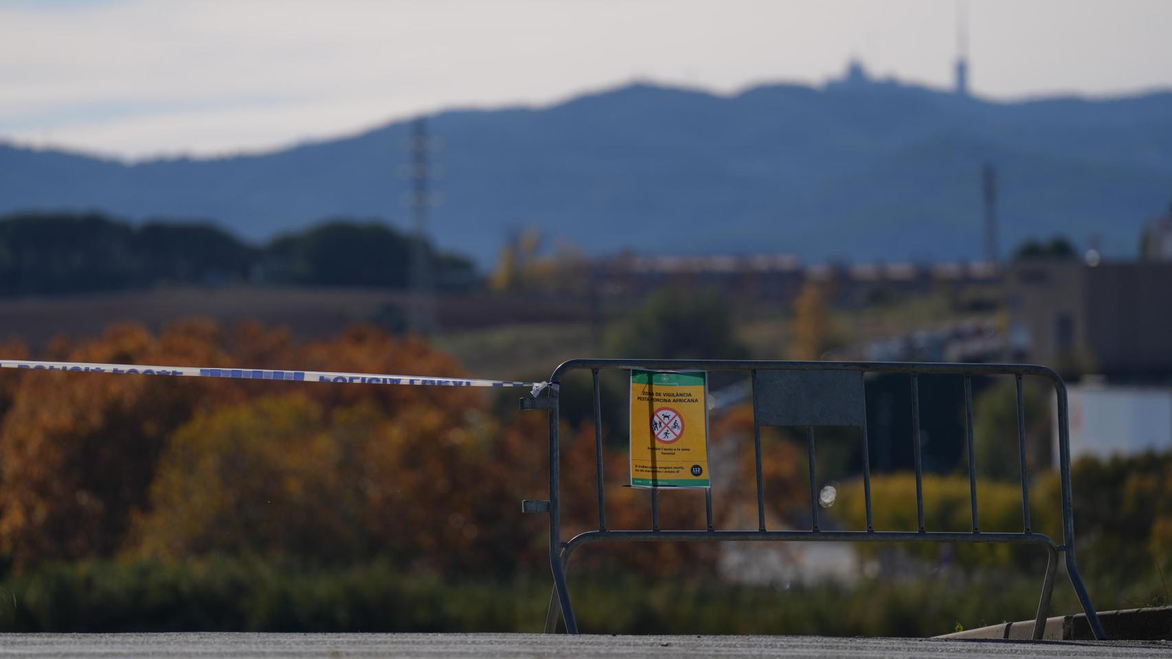Vallas en las zonas restringidas por la cuarentena ante la peste porcina africana en Collserola