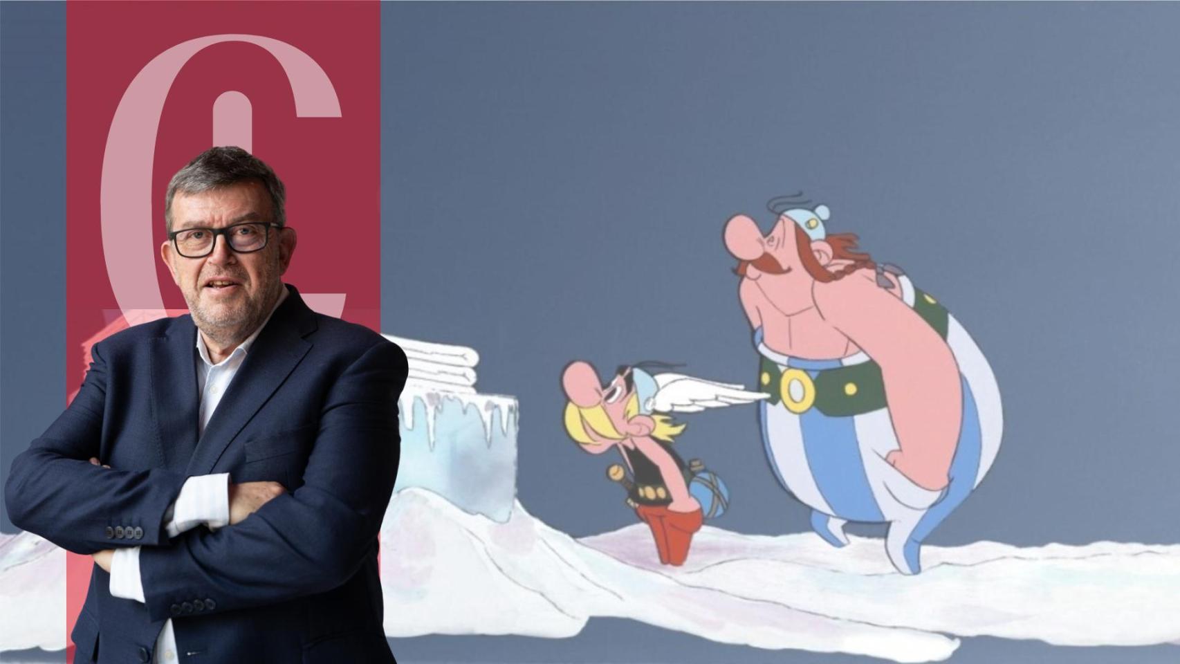 El lobo, caperucita roja y Obélix con el jabalí