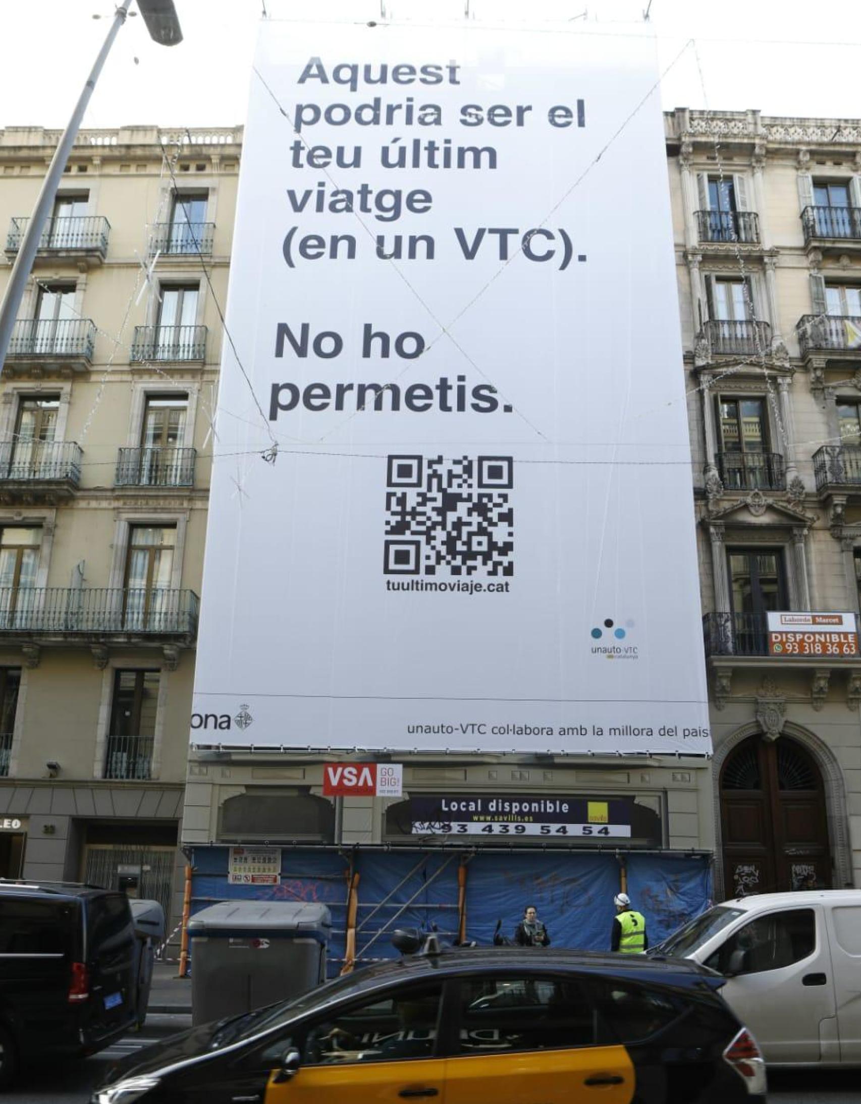 Lona de Unauto en la Calle Pelai de Barcelona