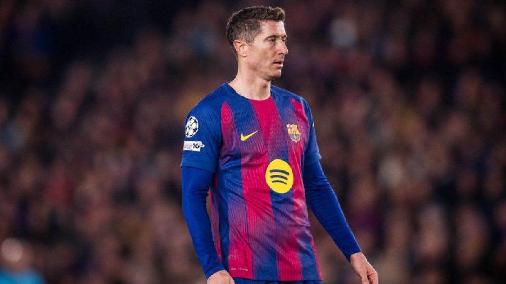 Robert Lewandowski en el Barça-Eintracht de la Champions League