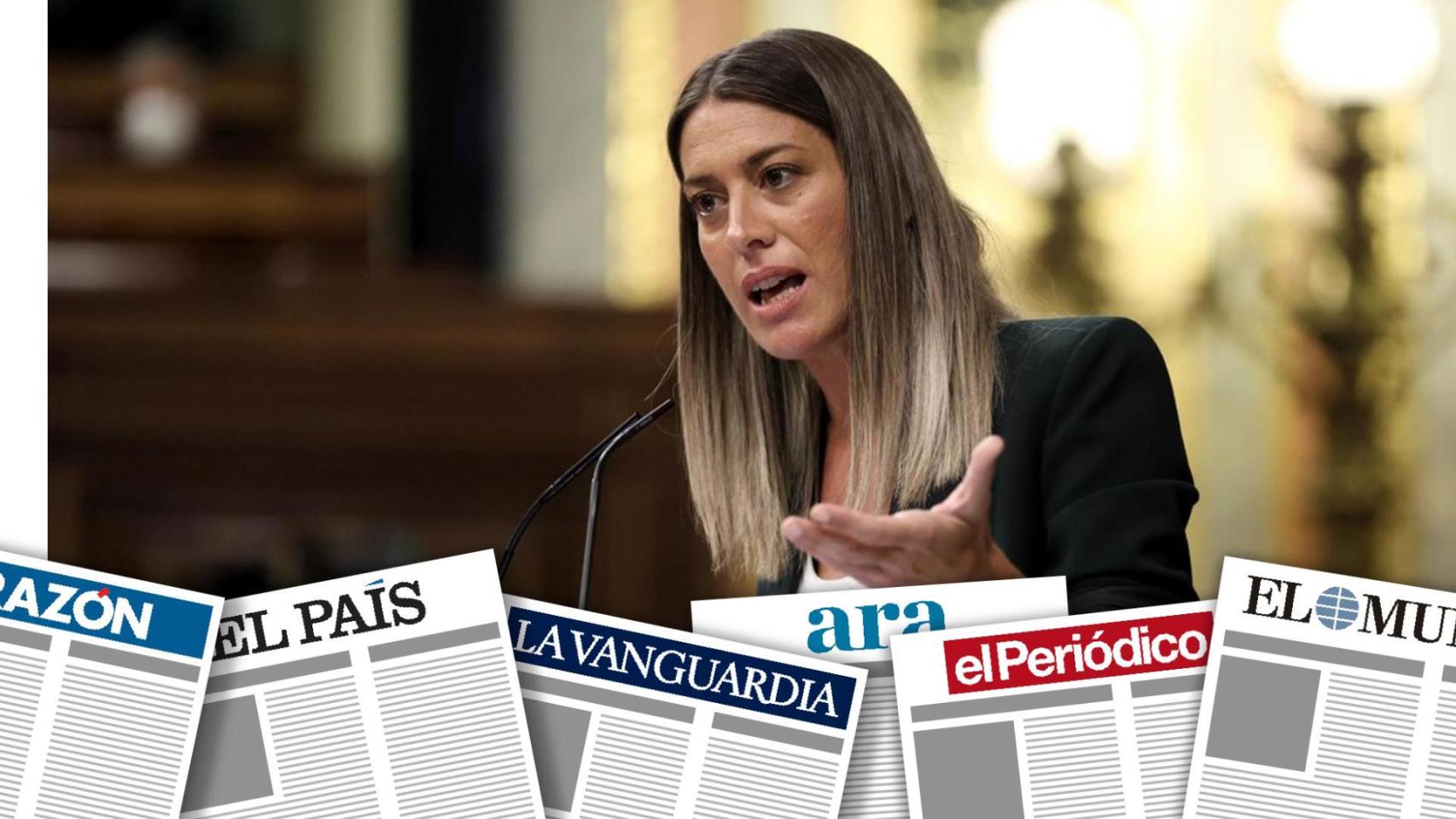 Montaje con una fotografía de la portavoz de Junts en el Congreso, Míriam Nogueras