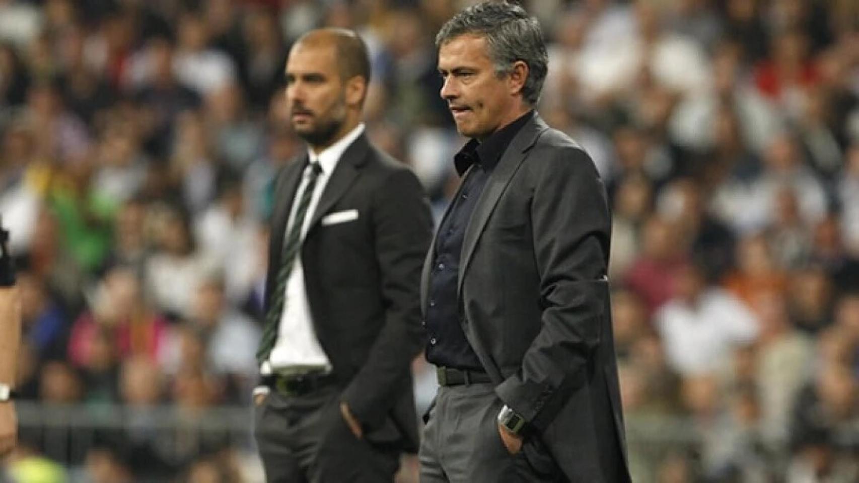 Pep Guardiola y José Mourinho, rivales en los banquillos, protagonizaron momentos de mucha tensión cuando entrenaban a Barça y Real Madrid