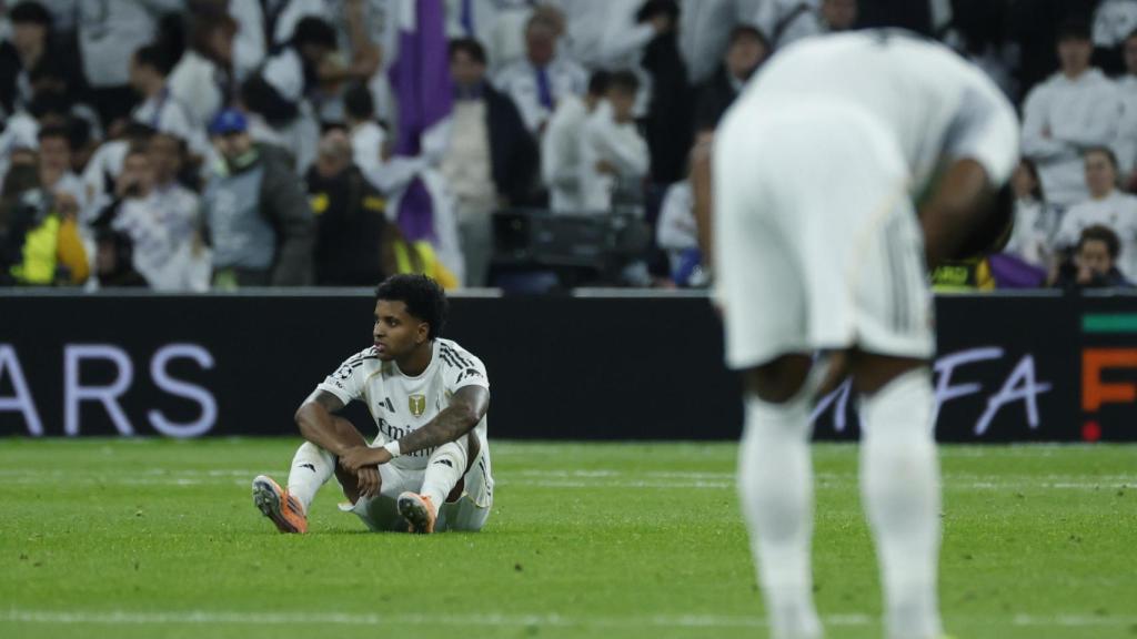 Rodrygo Goes, abatido tras la derrota del Real Madrid contra el Manchester City en la Champions League