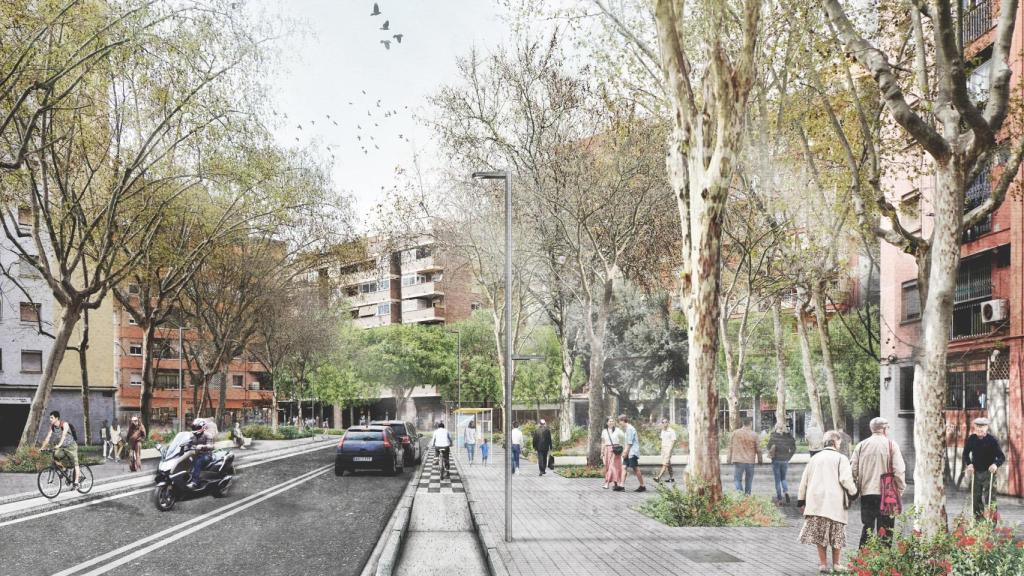 Propuesta de transformación de Transformación urbana de la antigua nacional 2, priorizando el corredor de autobús metropolitano y la bicicleta