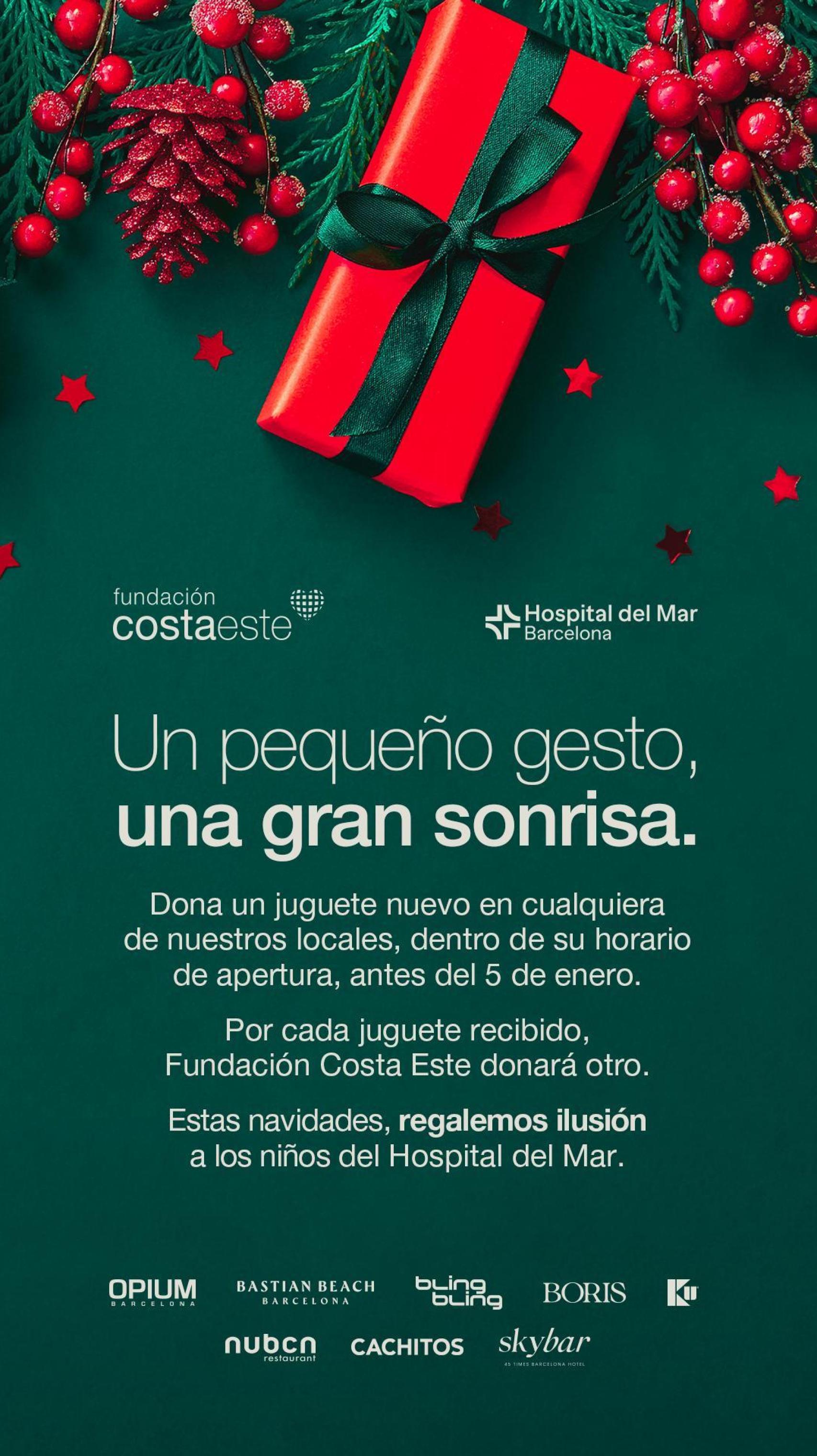 El flyer de la campaña de recogida de juguetes de la Hospital del Mar y la Fundación Costa Este