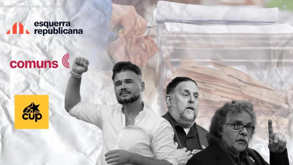 Gabriel Rufián, Oriol Junqueras y Joan Tardà, políticos de ERC
