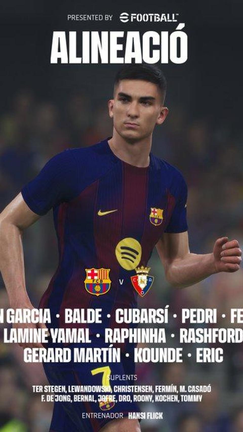 Alineació de Flick pel Barça-Osasuna