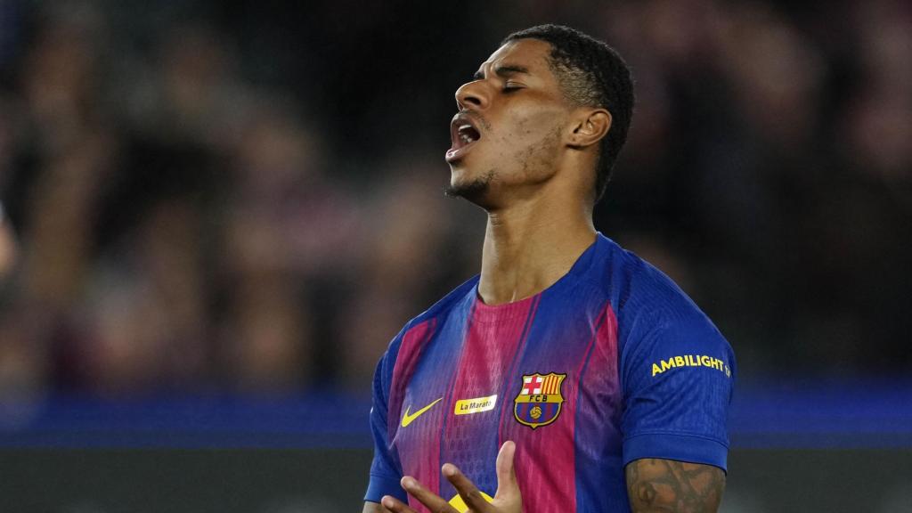 Marcus Rashford se lamenta por una oportunidad fallada en el Barça-Osasuna