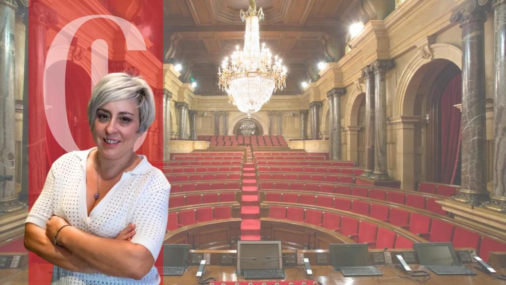 Un montaje de la columnista Núria González sobre un fondo del Parlament