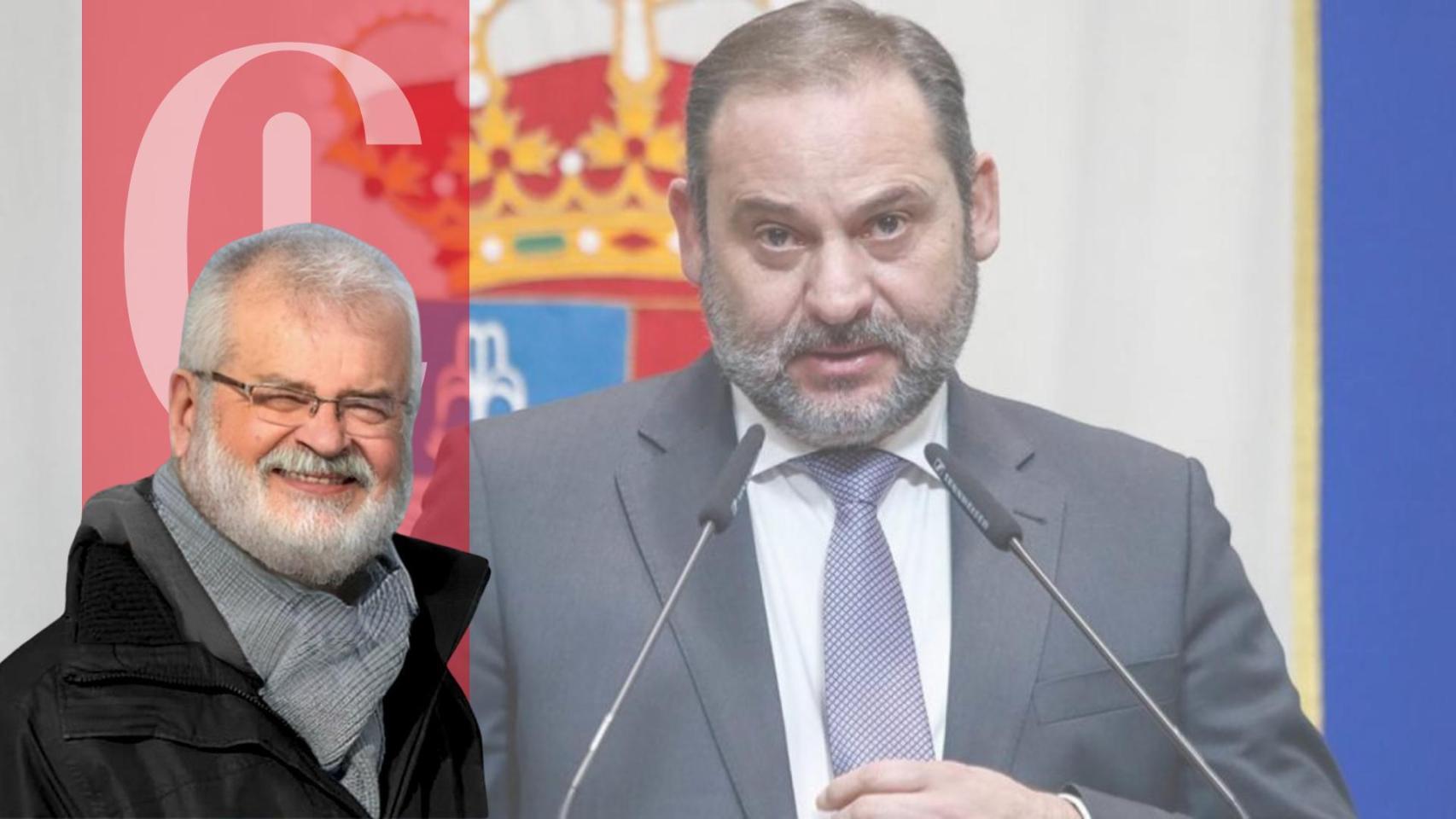 Un montaje de Guillem Bota con una imagen de archivo de Ábalos de fondo