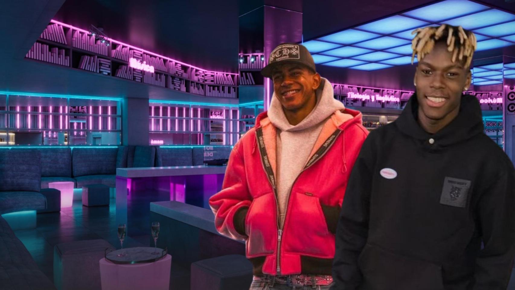Nico Williams y Lamine Yamal con la discoteca La Biblio en un fotomontaje