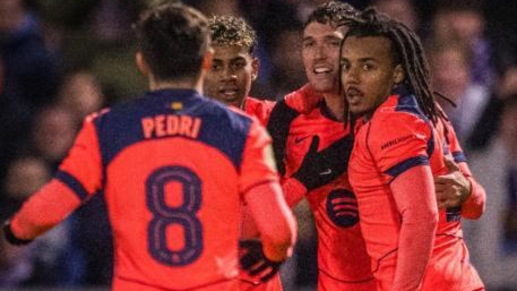 El Barça celebra el gol de Christensen ante el Guadalajara