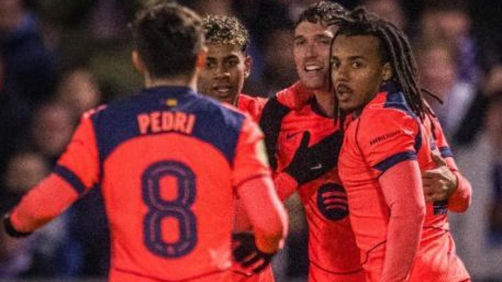 El Barça celebra el gol de Christensen ante el Guadalajara