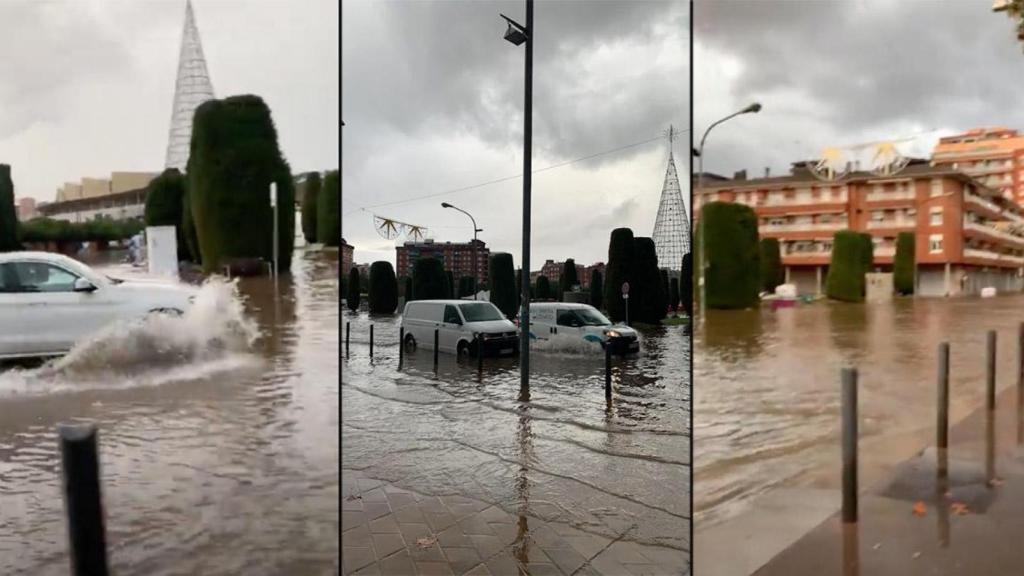Calles anegadas por el agua en Badalona