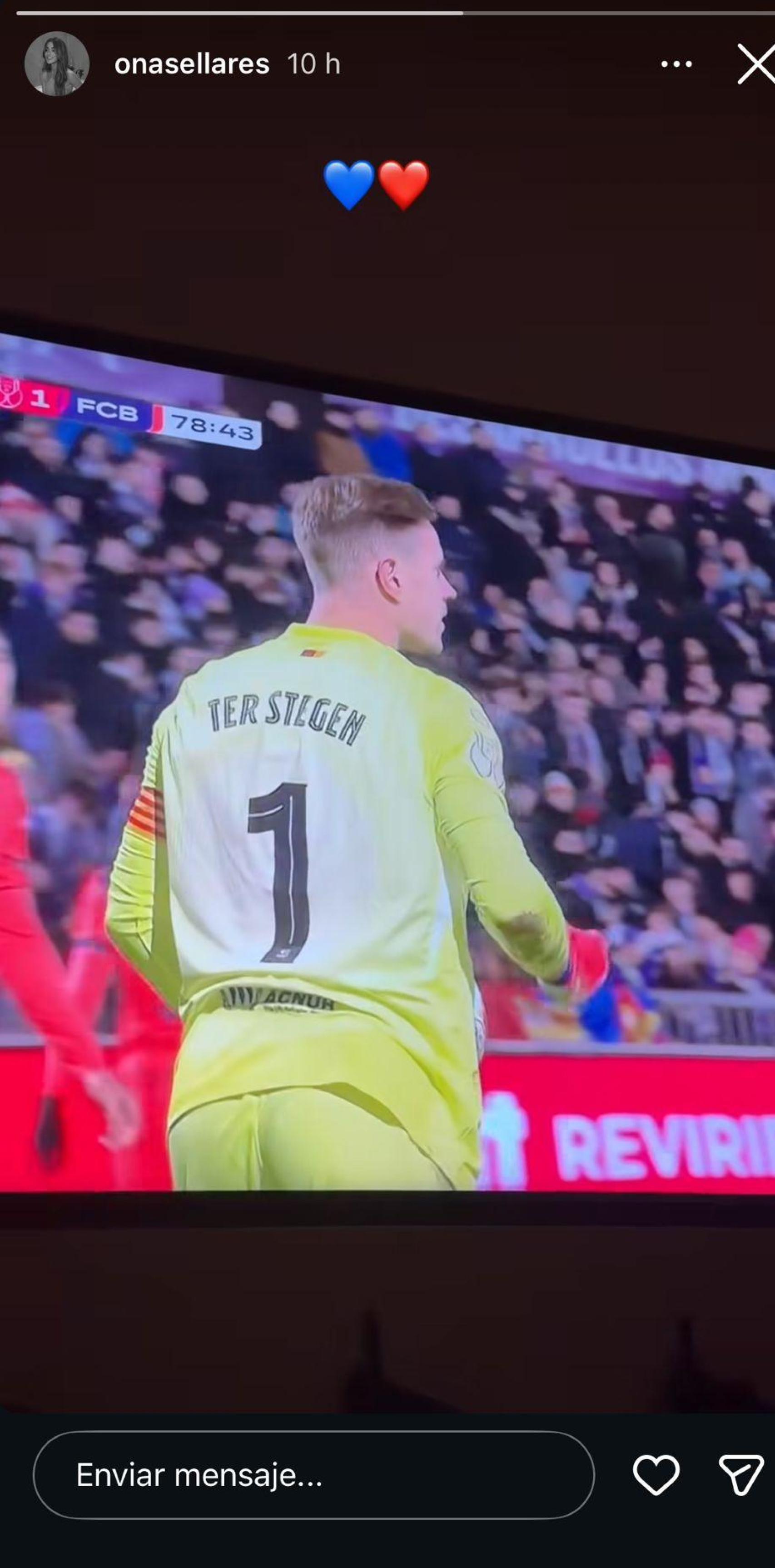 Ona Sellarès celebra el regreso de Ter Stegen con el Barça