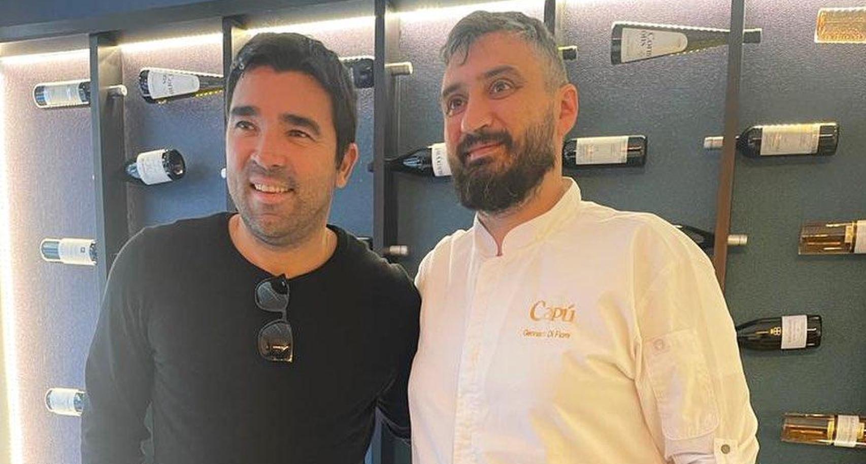 Deco, con el chef Gennaro, en el Capú Ristorante