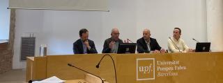 Josep Maria Raya, director de la Càtedra APCE-UPF; Xavier Vilajoana, presidente de APCE Cataluña; y los economistas Miquel Morell y Agustí Jover