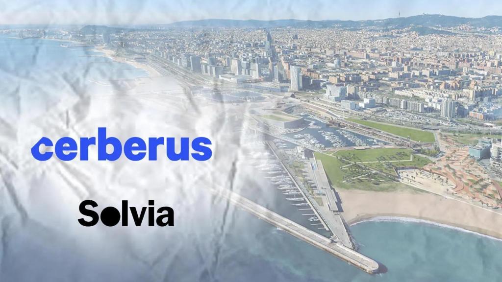 El Port Fòrum de Sant Adrià, con los logos de Cerberus y Solvia