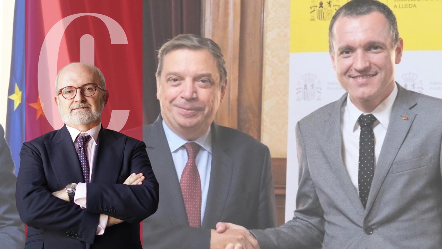 El ministro de Agricultura, Luis Planas (i), y el 'conseller' de Agricultura, Òscar Ordeig (d)