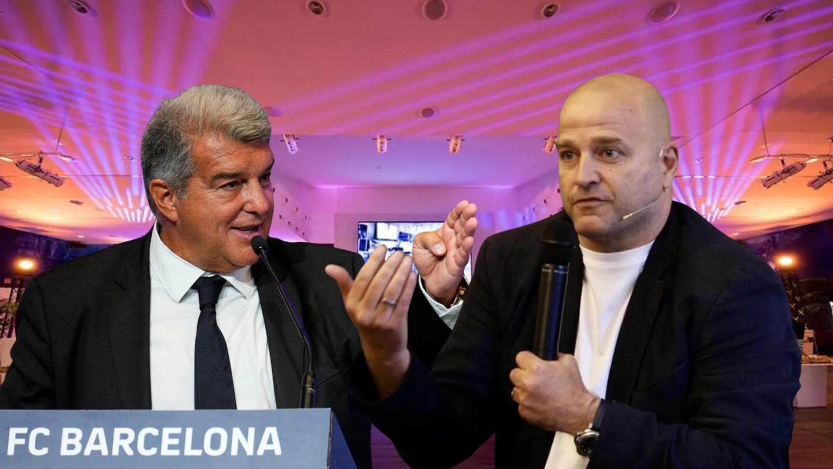 Joan Laporta, en un fotomontaje con Xavi Vilajoana