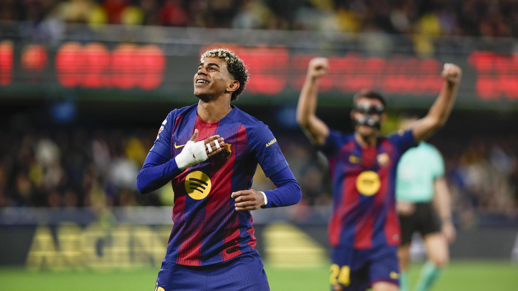 Lamine, satisfecho, tras marcar en Villarreal