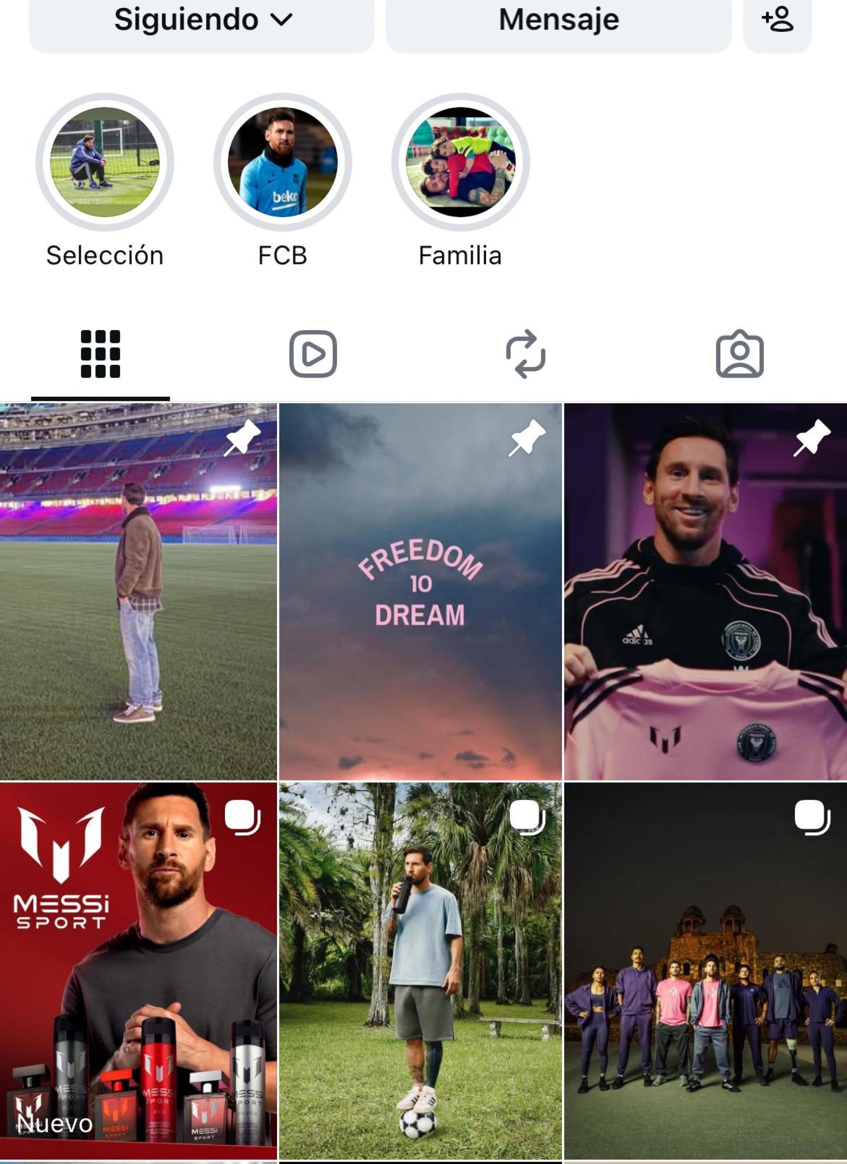 Perfil d'Instagram de Leo Messi amb el seu retorn al Camp Nou fixat