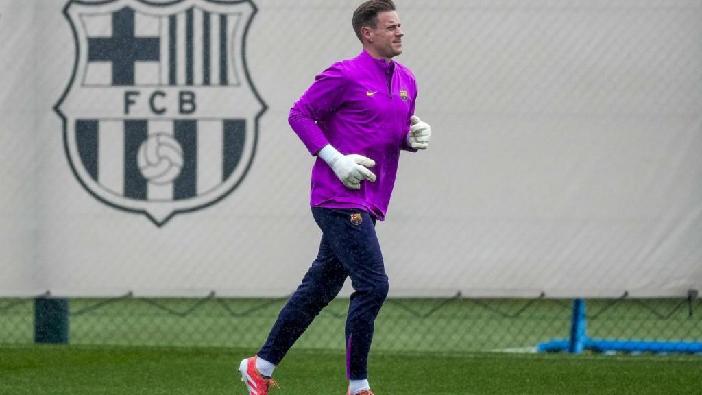 Ter Stegen en un entrenament del Barça