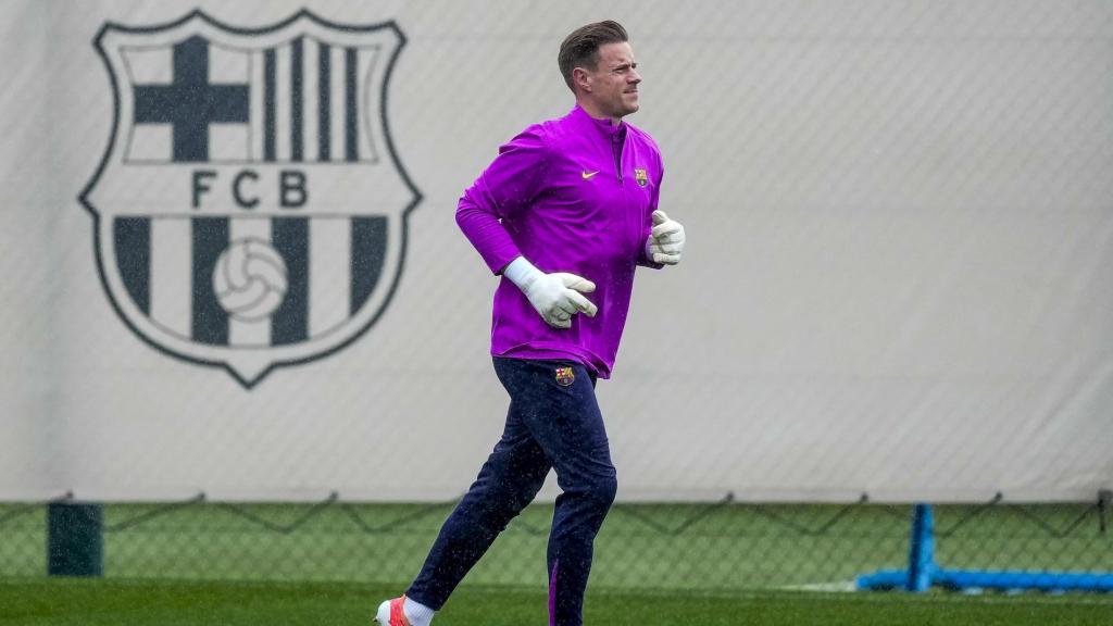 Ter Stegen en un entrenament del Barça