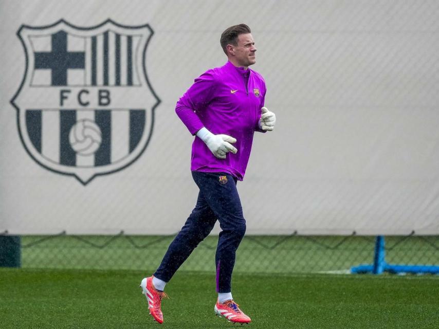 Ter Stegen en un entrenamiento del Barça