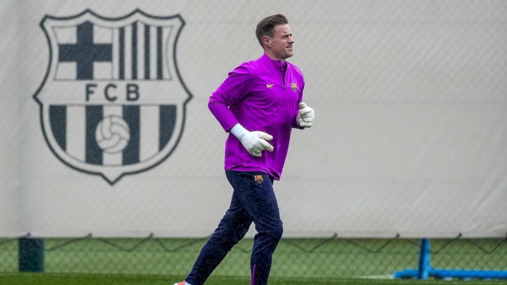 Ter Stegen en un entrenamiento del Barça