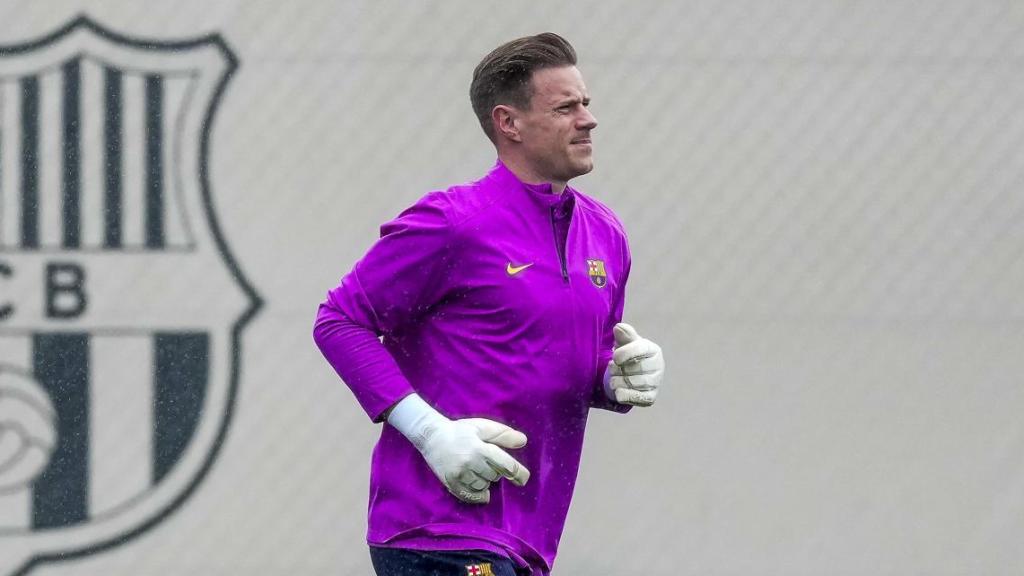 Ter Stegen en un entrenamiento del Barça