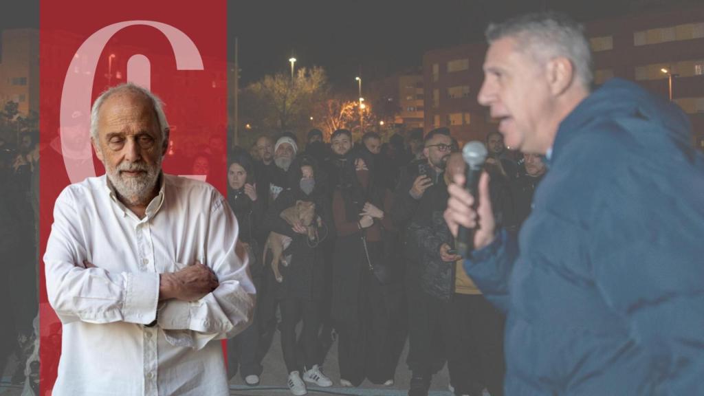El alcalde de Badalona, Xavier García Albiol, durante una convocatoria con vecinos para abordar la crisis del desalojo del B9
