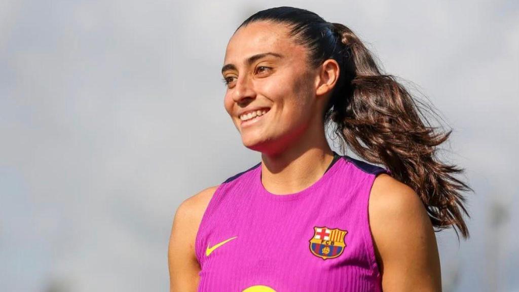 Alba Caño en un entrenament amb el Barça Femení