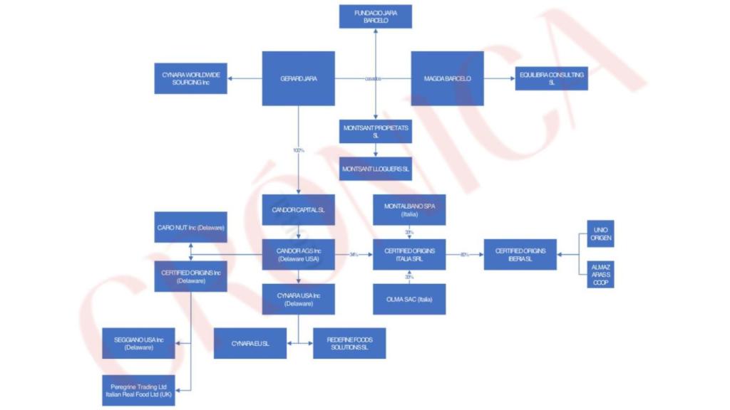 Estructura societaria vinculada a Gerard Jara y a la Fundación Jara Barceló