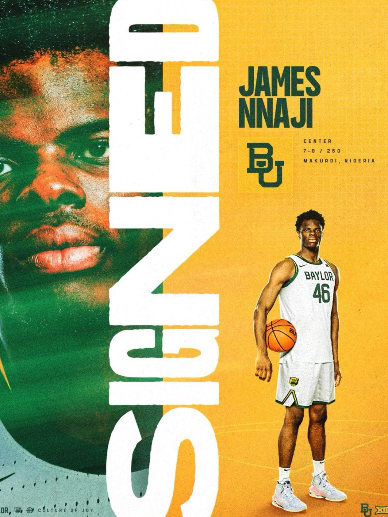 La Universidad de Baylor anuncia el fichaje de James Nnaji