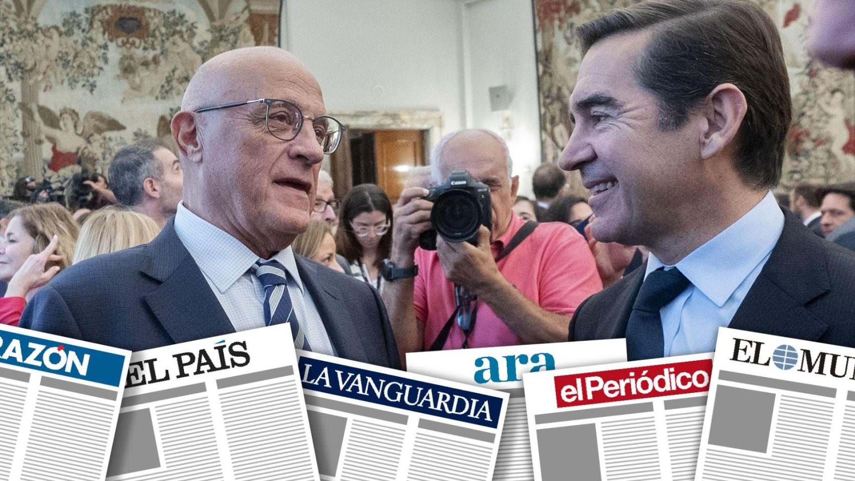 Los presidentes del Banco Sabadell, Josep Oliu (izq.), y del BBVA, Carlos Torres / EP