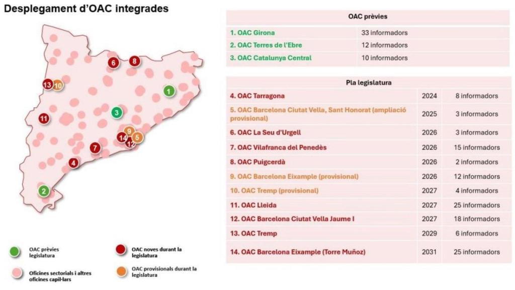 Mapa de las Oficinas de Atención Ciudadana previstas