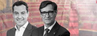 Fotomontaje de Juanma Moreno y Salvador Illa, presidentes de la Junta de Andalucía y la Generalitat de Cataluña respectivamente